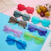 Accessories Trendy Candy Color Eyewear Heart Sunglasses Rimless Sunglasses for Women Heart Glasses