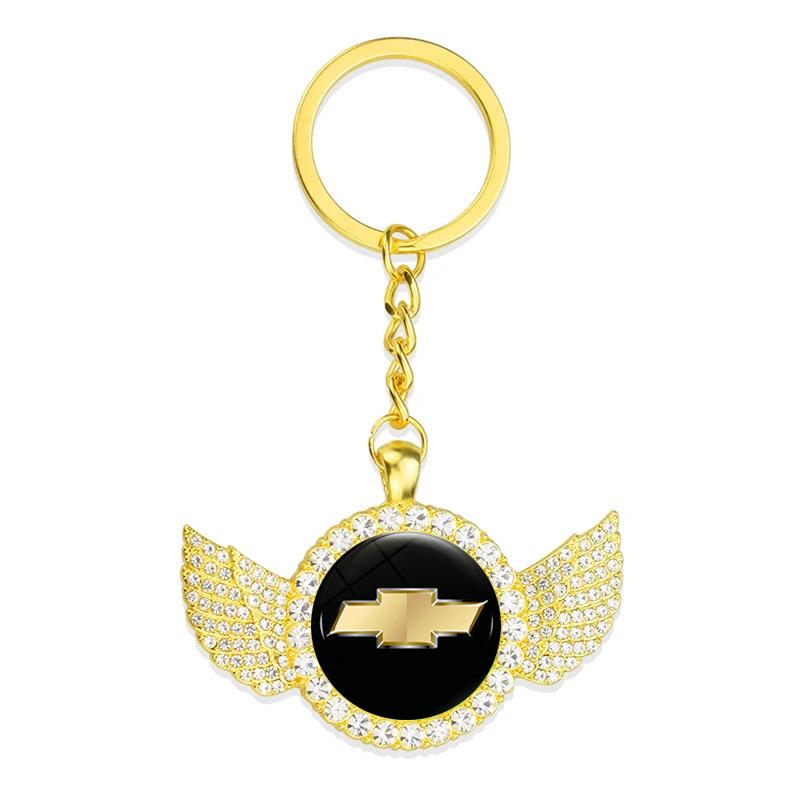 dbmxsr1 Diamond Car Badge Keyrings Fashion Key Chain Accessories for Chevrolet Captiva Spark Aveo Matiz Cruze S10 Sail Trax Tahoe Malibu