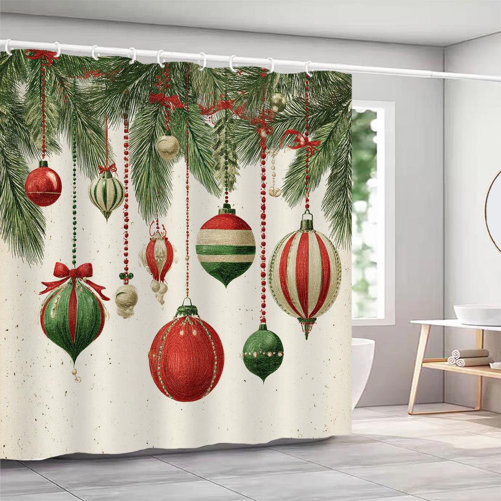 GAEChristmas Шторки для душа с крючками Рождественская елка и колокольчики Шторка для душа Полиэстер Ванная комната Занавеска домашний Декор Занавеска