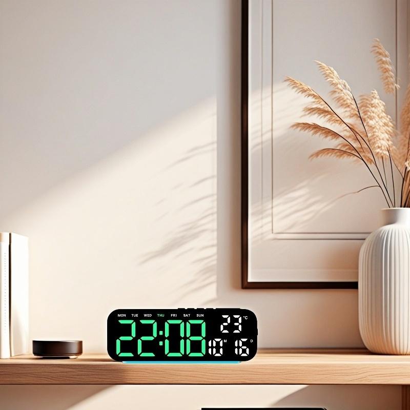 Цифровой будильник с питанием от USB с RGB подсветкой настроения, ТЕМПЕРАТУРА, ДАТА, 2 будильника, повтор, настольные часы, 12/24-часовой формат, автоматическая регулировка яркости, таймер, обратный отсчет, светодиодные часы