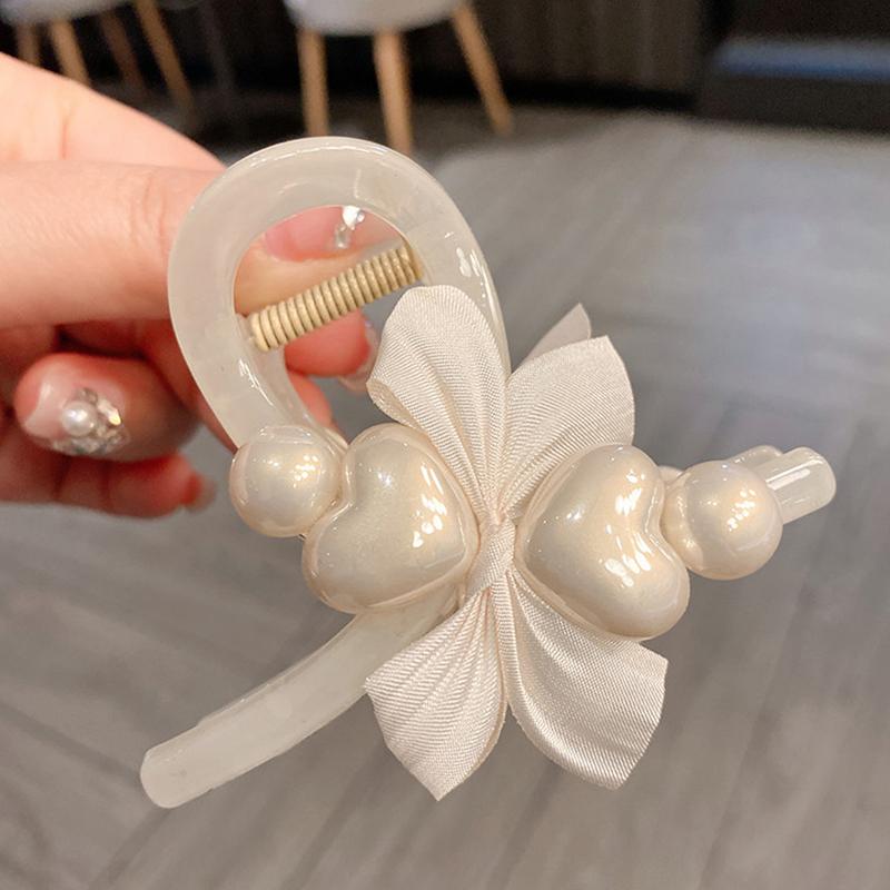 Винтажная заколка в виде акулы с бантом в форме сердца и жемчуга, милые заколки для волос, заколка в форме сердца для девочек, современные аксессуары для волос, головной убор, изысканный подарок