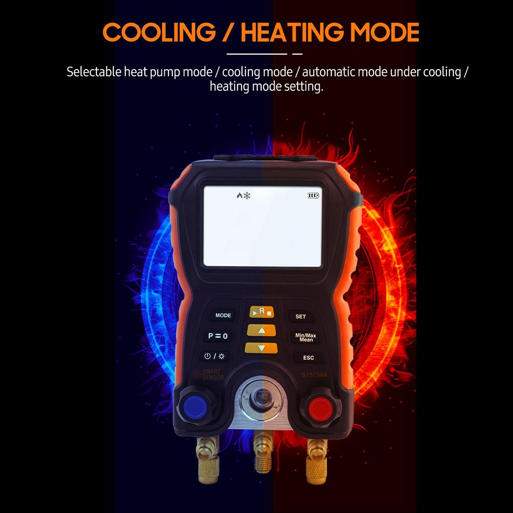 SMART SENSOR ST5750A Электронный манометр холодильной системы Цифровой манометр давления в коллекторе