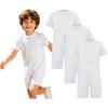 3-Piece Kids Adaptive Romper Solid Color Round Neck Short Sleeve Back Hidden Zipper Jumpsuit with Press Button Opening for Special Needs Care