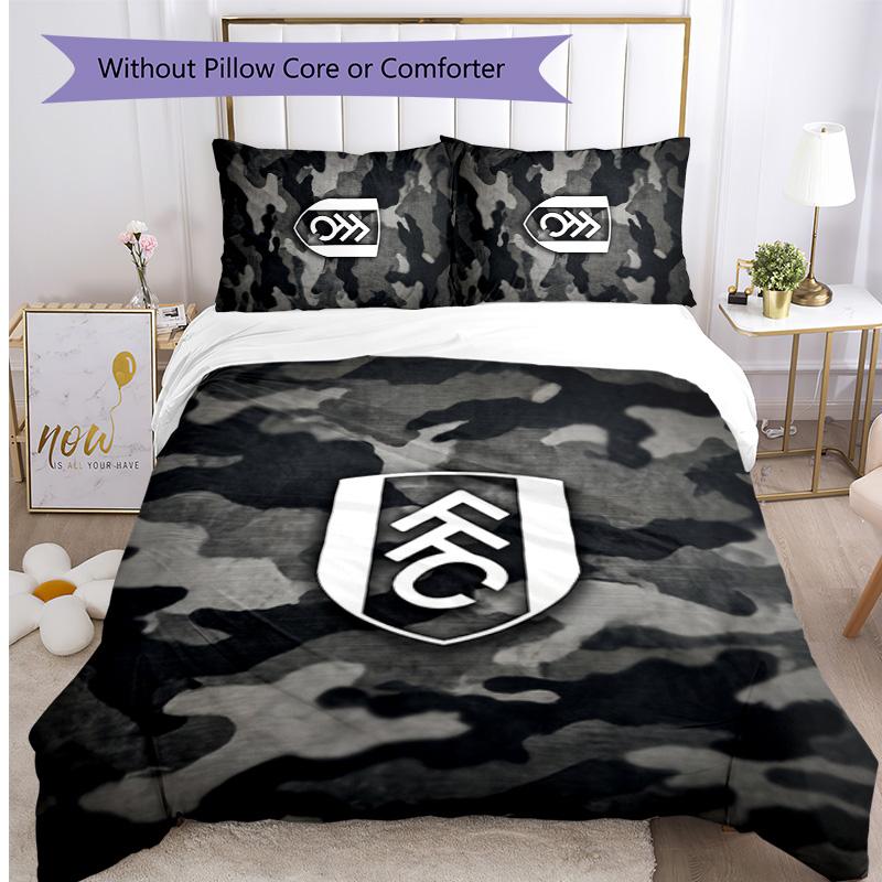 Fulham Football Printed 3 Pieces Bedding Set, Comfortable Skin Friendly Bedroom Duvet Cover Set