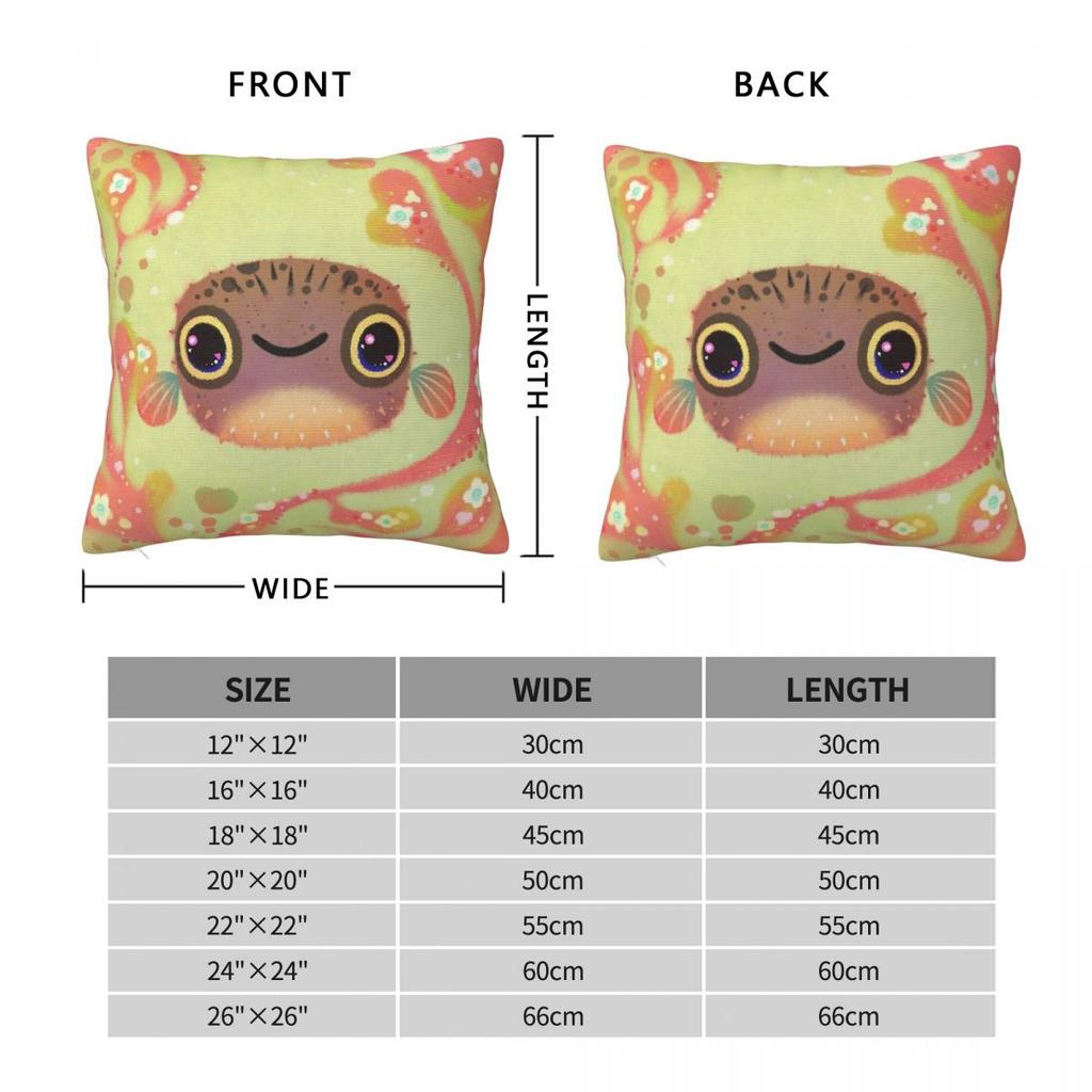 Smiling Puffer Boxfish Square Pillowcase Polyester Linen Velvet Creative Zip Decor Throw Pillow Case Room Cushion Cover