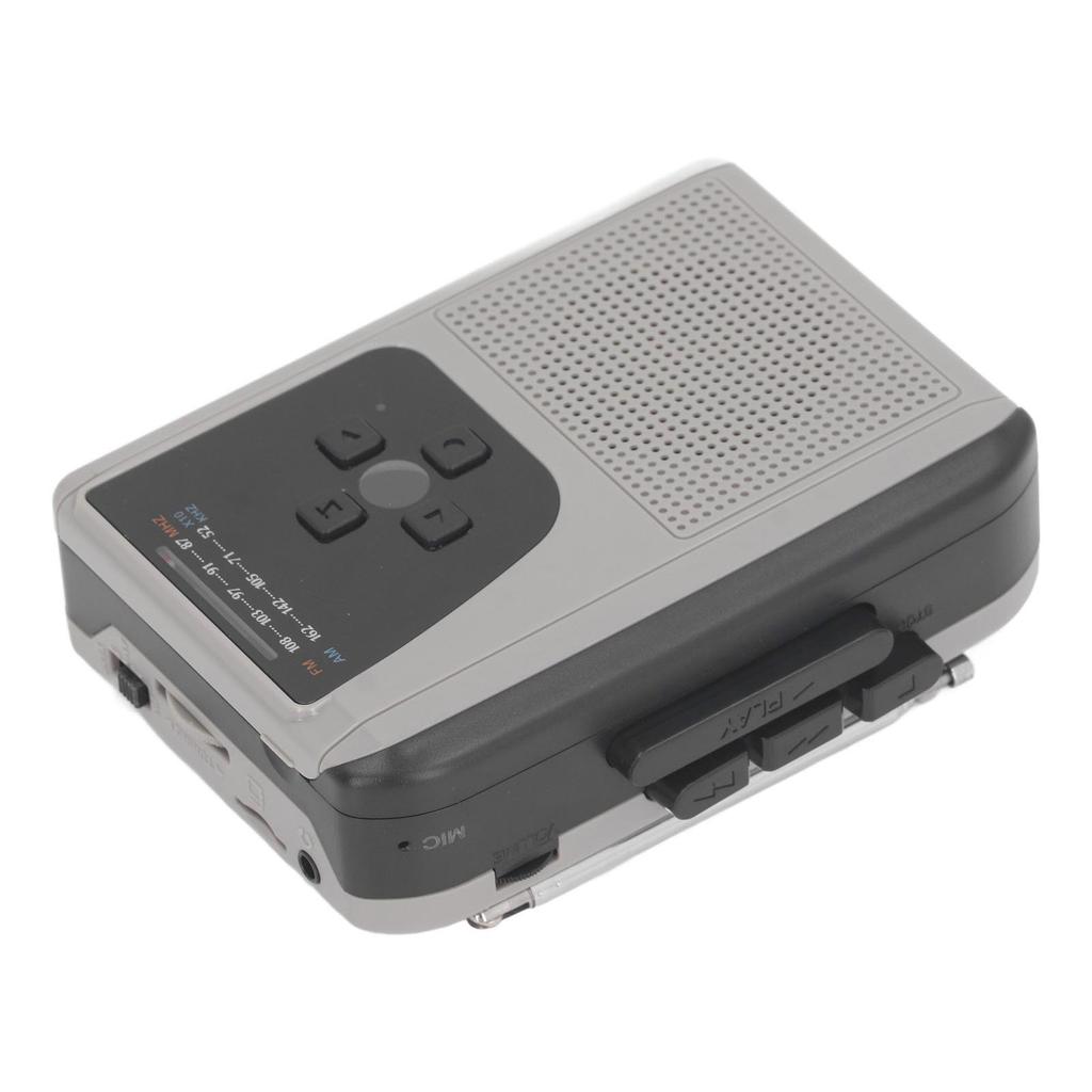 Портативный кассетный плеер со встроенным микрофоном и динамиком, 2 батарейки типа АА, USB-блок питания, AM, FM