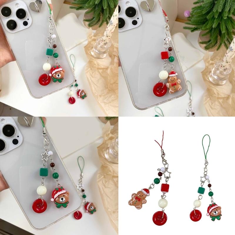 Adorable Gingerbreads Man Bear Designs Phone Strap Key Holder Unique Phone Lanyard Keychain for Cartoon Style Lovers