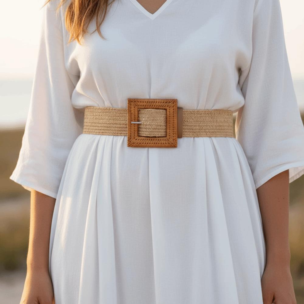 Colorful Boho Straw Weave Belt Retro Ethnic Style Waistband Bohemian Style Belt Jeans Decorative