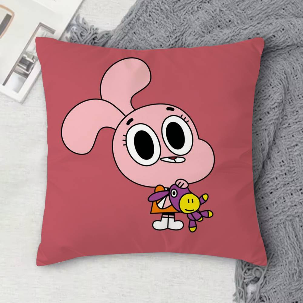 TThe Amazing World of Gumball Doublesided Printed Square Decorative Cushion Cover for Sofa Living Room Home Decor