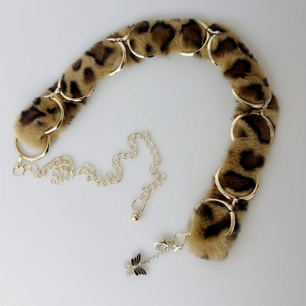 С цепочкой панк меховой пояс супер мягкий пояс джинсы брюки декор плюшевая цепочка на талию