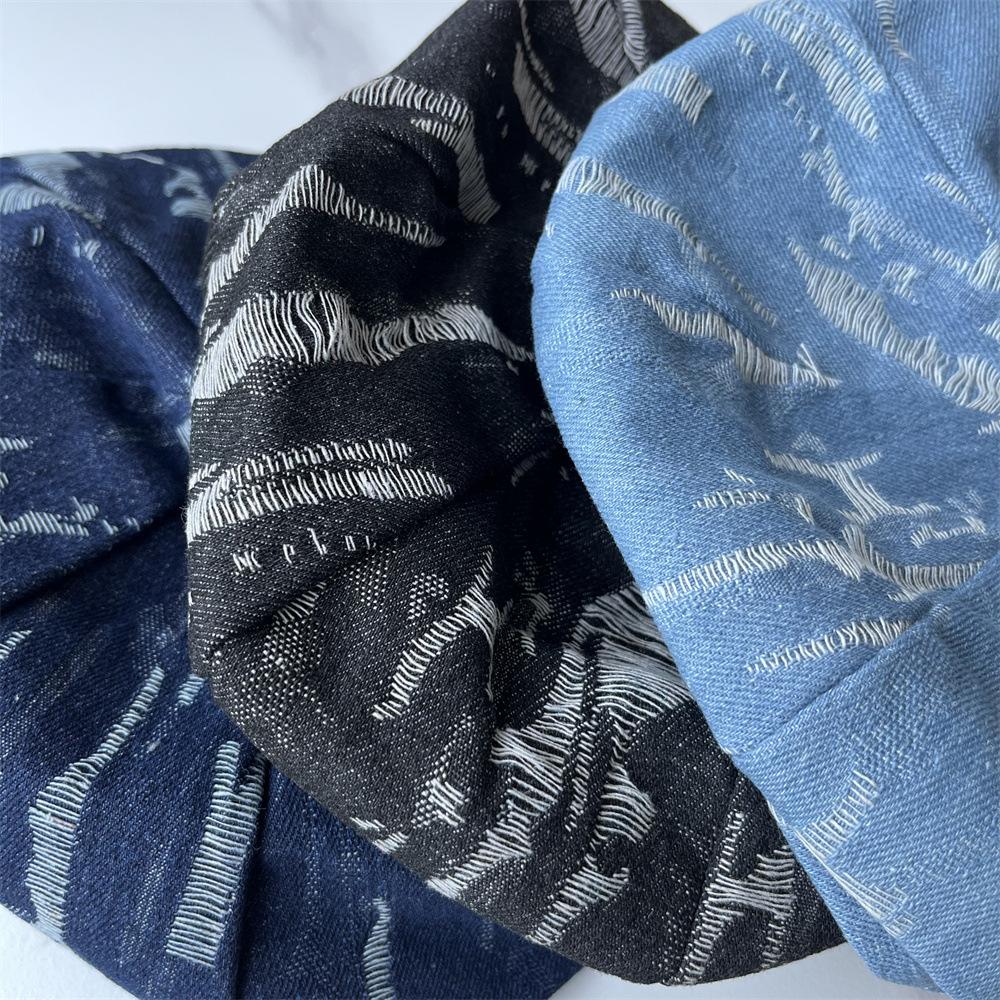 Versatile Spring and Autumn Retro Washed Denim Beret Women's Fashion Trend Street Painter Hat Shows Small Face