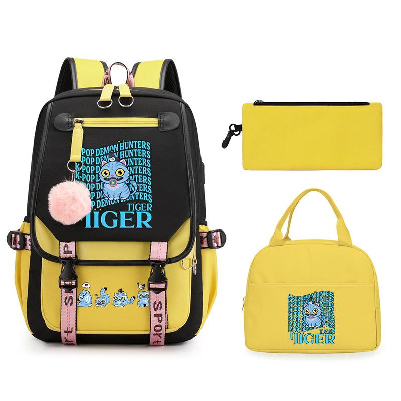 Animation Cartoon Printing Large Capacity Lightweight Student Schoolbag Children'S Leisure Backpack Three-Piece Set
