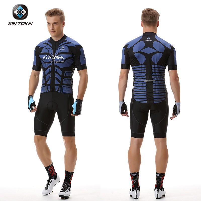 Mens Cycling Jersey Bib Shorts Set Breathable Quick-Dry Performance Wear Road Bike Riding