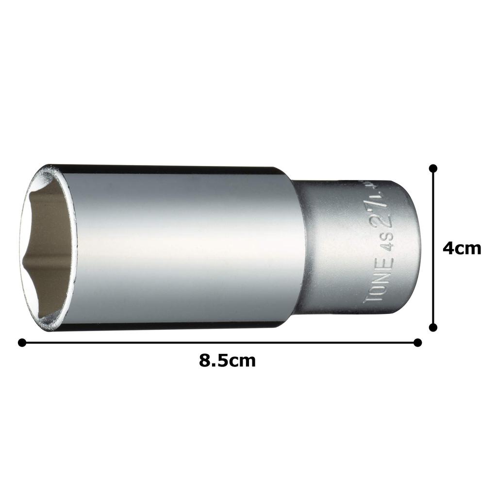 TONE Deep Socket Drive Angle Width Across Flats 27mm (Hexagonal) 4S-27L 12.7mm (1/2")