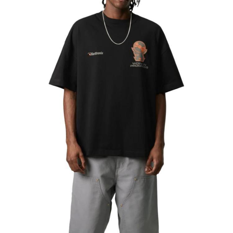 Carhartt WIP Свободная футболка с принтом логотипа, круглый вырез, мужская одежда, черный I034395-89-XX