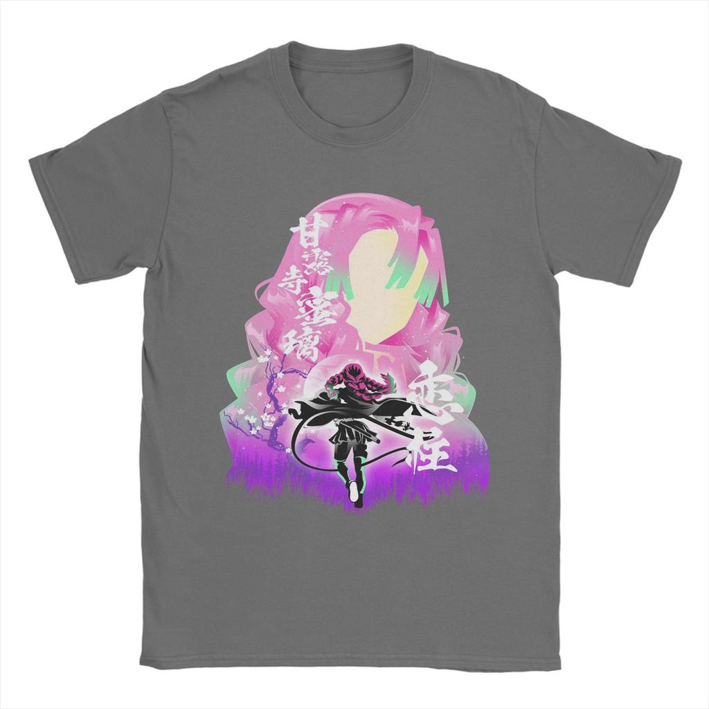 Men's Mitsuri Kanroji Demon Slayer T Shirt Love Hashira 100% Cotton Tops Short Sleeve Round Collar Tees Plus Size T-Shirts