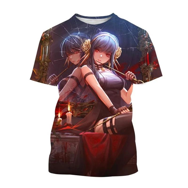 2024 Лето Новая японская аниме-шпионская X3D принтованная мужская футболка большого размера Свободный Удобный дышащий Быстросохнущий Топ 6xl