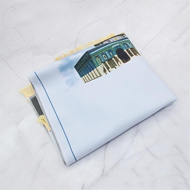 Cartoon Print Prayer Mat Worships Blanket Worship Floor Carpet Nonslip Soft Portable Travel Praying Rug Ramadans Gift