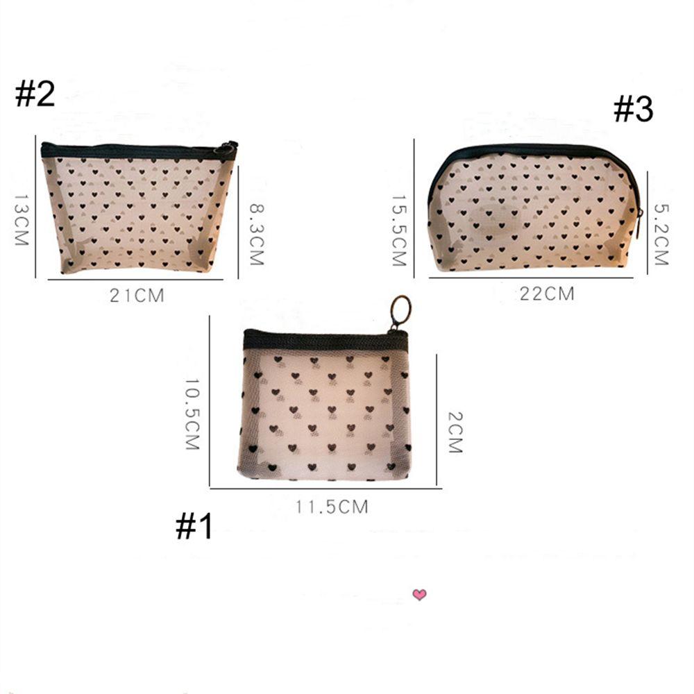 Cute Fashion Mesh Portable Zipper Toiletry Bag Pen Case Makeup Bags Pencil Pouch Cosmetic Bag