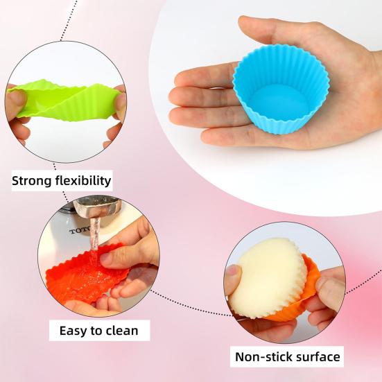 Silicone Cupcake Liners Reusable Cupcake Muffin Baking Cups High Temp Resistant Food Grade Cake Mold Gift for Baking Enthusiasts