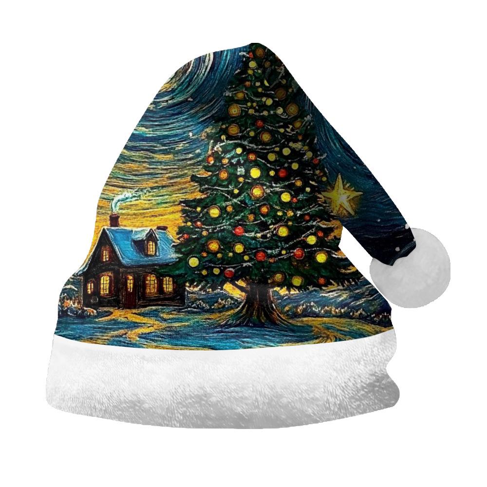 2024 Новая плюшевая бархатная двухсторонняя флисовая рождественская шапка для взрослых и детей - Счастливого Рождества, индивидуальный дизайн