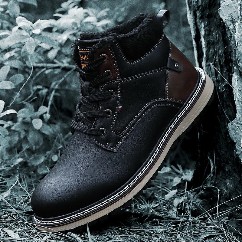 Зимние ботинки мужские кожаные повседневные туфли для кемпинга на открытом воздухе водонепроницаемые рабочие инструменты мужские ботинки кроссовки Botas