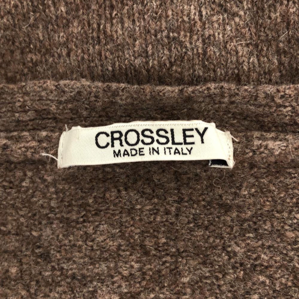 CROSSLEY Made in Italy Wool Blend Long sleeve knit cardigan M Brown Men's Used