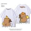 Capibala Capybara Junri MOE Cartoon Short Sleeve T-shirt Male and Female Couples 100% Cotton Loose Clothes Children's Summer