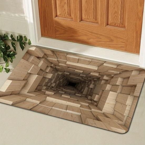 Yousheng 3D Optical Illusion Floor Mat Non-Slip Vision Rug Realistic 3D Carpet for Living Room Bedroom Bathroom Hallway Easy Care Decorative Rug