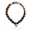 Stones and Minerals. Malachite Beads Bracelet from Congo + Multicolored Cracked Agate + Wood Made In France.