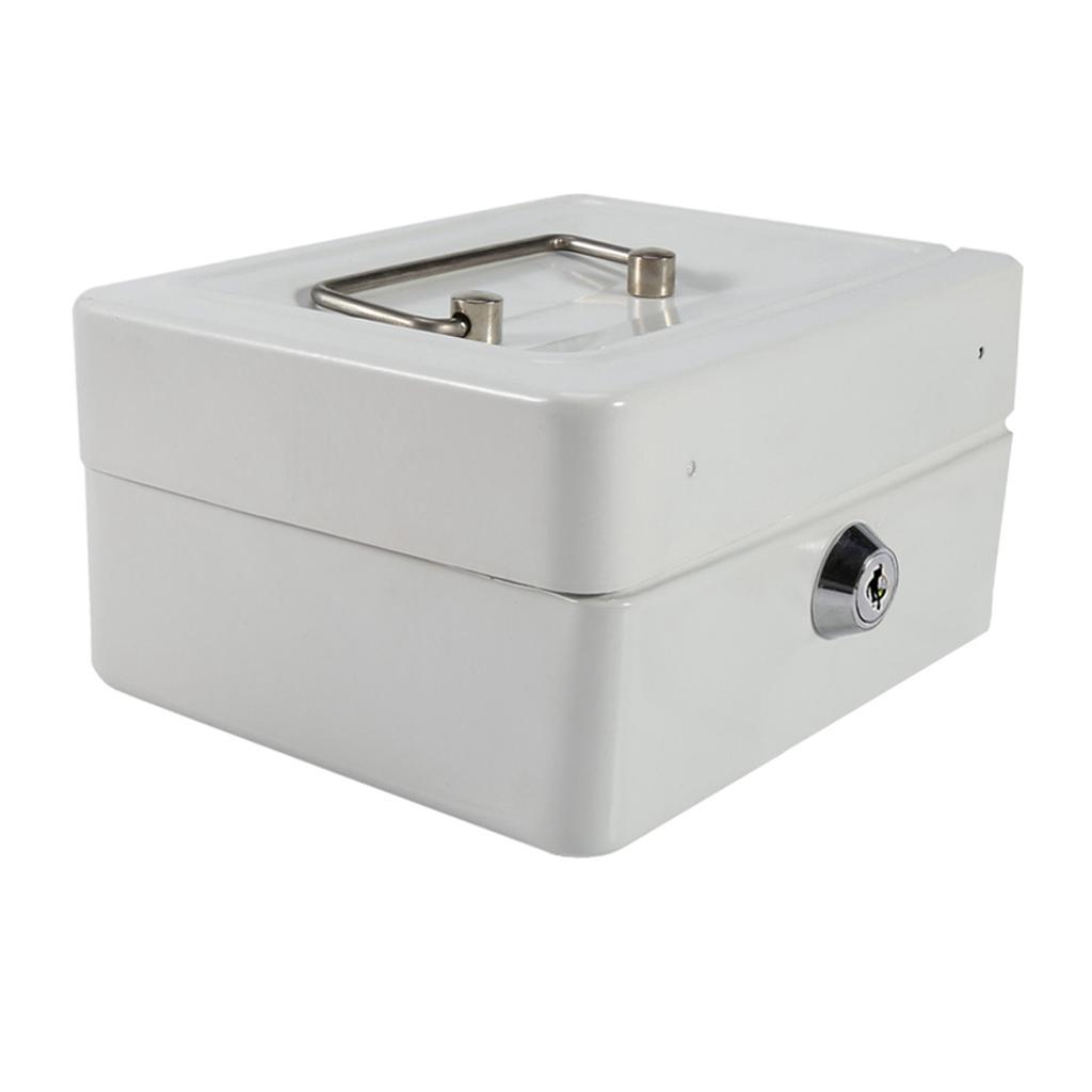 1 шт. Мини портативный железный запирающийся сейф для мелких денег и монет, сейф для хранения вещей, бытовой (белый)