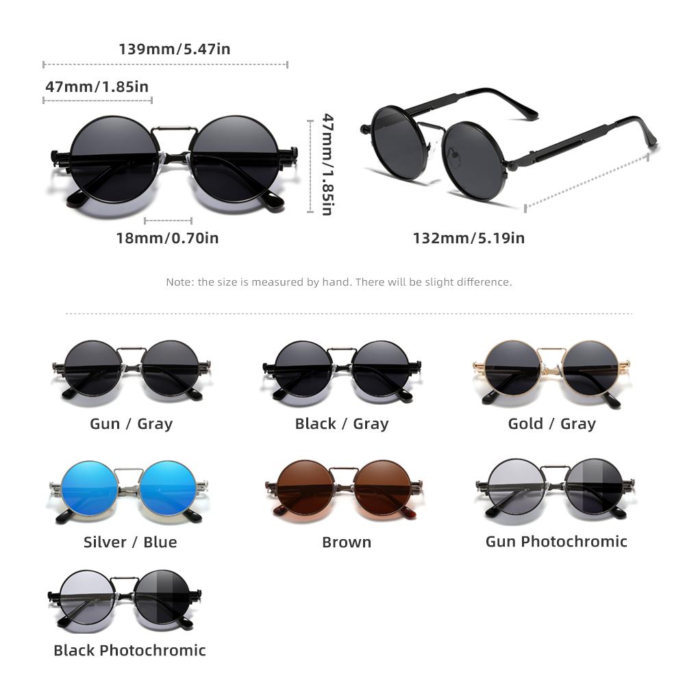 RBsunny Fashion UV400 готические стимпанк солнцезащитные очки поляризованные мужские и женские винтажные круглые очки для вождения и рыбалки праздничные