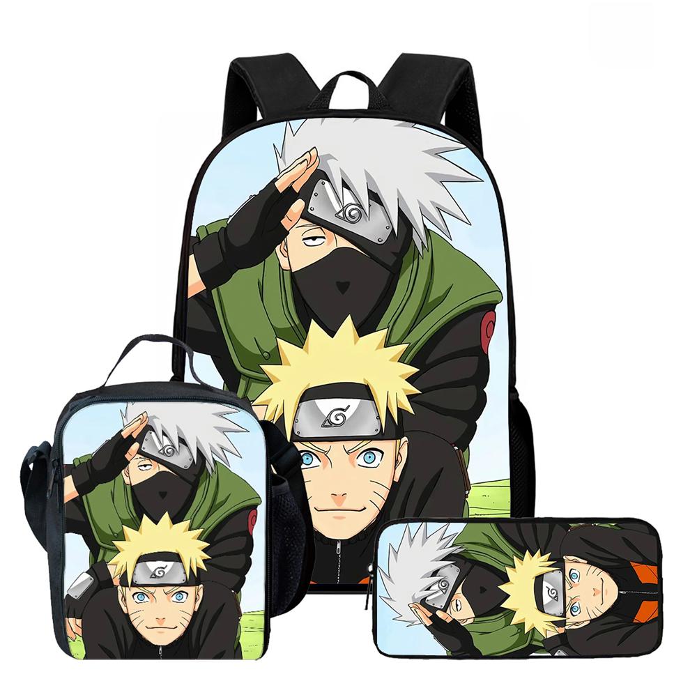 Школьный повседневный рюкзак NARUTO для детей, 16-дюймовый легкий анимированный рюкзак для ученика, с двумя карманами на молнии, прочный, для мальчиков и девочек, возраст 4-10 лет