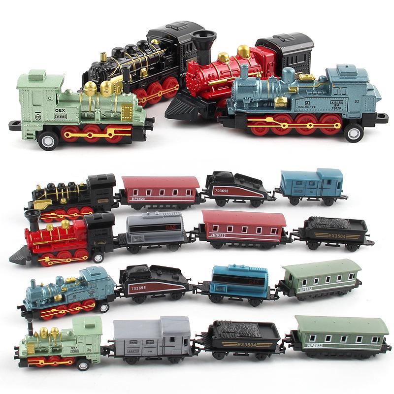 Retro Alloy Pull-Back Toy Train: Freely Assembled English Version for Children