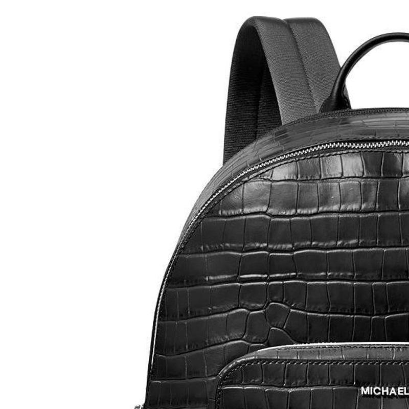 Michael Kors MK Hudson Metal Logo Zipper Closure Leather Backpack Men backpack Black 33F4LHDB2K-BLACK