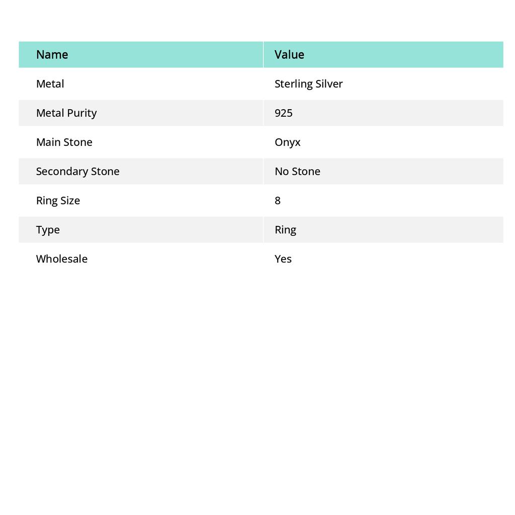 Кольцо из серебра 925 пробы с черным ониксом ручной работы, размер 8 г7O69