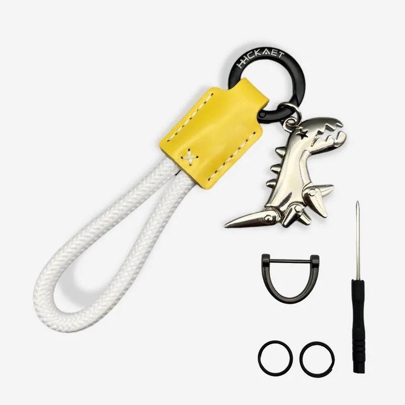 Премиальный плетеный кожаный металлический брелок в виде динозавра для мотоцикла, автомобиля, сумки, рюкзака, подвеска в подарок, аксессуары с браслетом