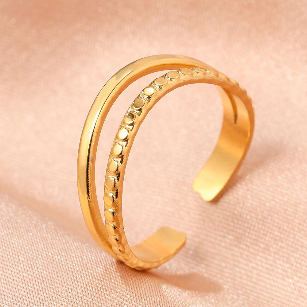 Stainless Steel Rings Minimalist Geometric Personality Snake Adjustable Open Ring Fashion Trending Ring For Women Zircon Gifts