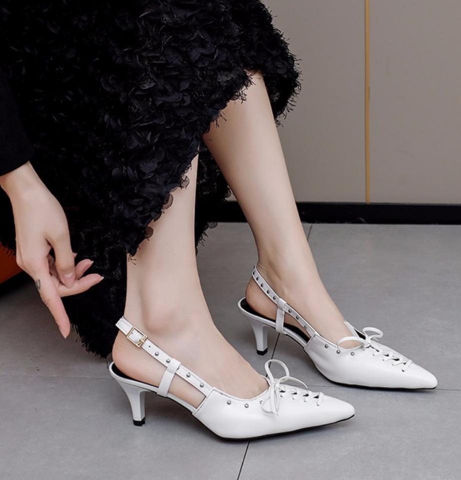 Pointed Toe Pumps Sandals Ladies High Heels Shoes Female Summer Shallow Fashion Lace Up New In Elegant Woman Heeled Shoes 2026