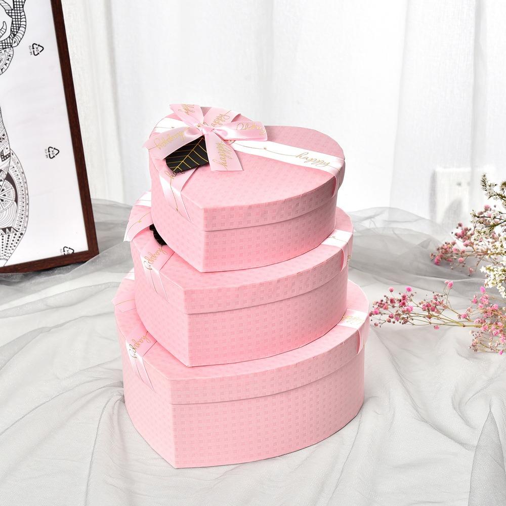 Красная Упаковочная Бумажная Коробка Бант Шелковая Лента Коробки для Подарков Контейнер для Хранения Подарков День Святого Валентина