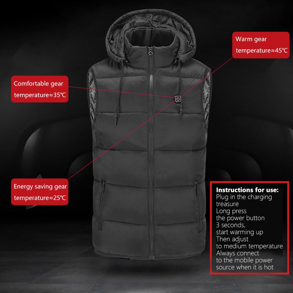 Унисекс интеллектуальный USB термотеплый безопасный жилет с подогревом зимняя теплая куртка с подогревом открытый жилет для катания на лыжах