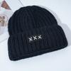 Stitch Patch Ribbed Knit Beanie Cuffed Soft Warm Autumn Winter Windproof Casual Outdoor Solid Color Street Fashion Skull Hat