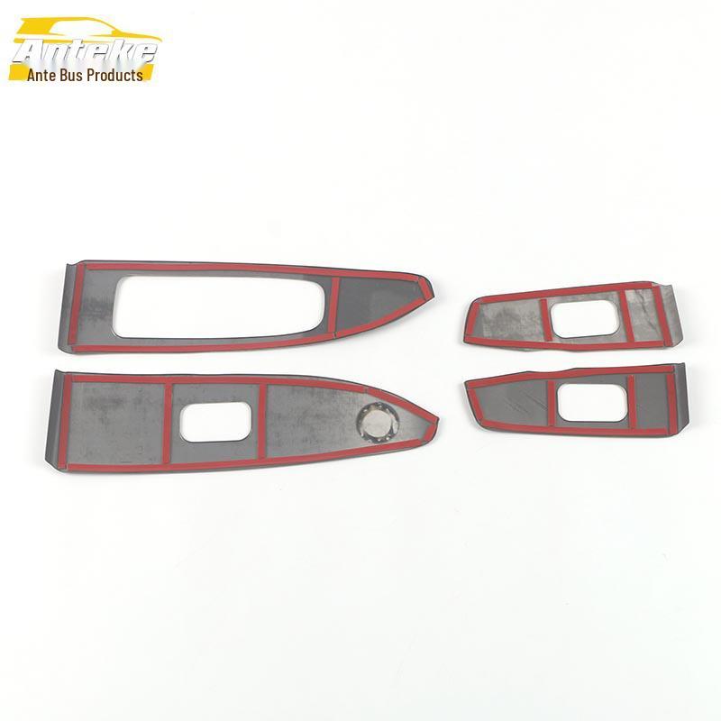 21 Mocha Glass Lift Frame Stainless Steel Window Armrest Button Sticker