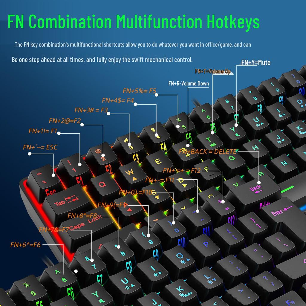 61-клавишная RGB проводная игровая клавиатура с механическим ощущением