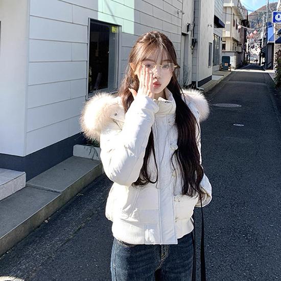 Женская зимняя хлопковая куртка с капюшоном и меховым воротником в американском ретро-стиле, толстая, теплая и холодостойкая, короткая куртка-хлебница