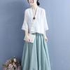 Women's Chinese Retro Cotton-Linen Shirt: Elegant Spring/Summer Top with Three-Quarter Sleeves