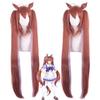 Anime 120CM Uma Musume Daiwa Scarlet Cosplay Wig Orange Red Wig with Bangs Ponytail Ears Synthetic Hair Heat Resistant