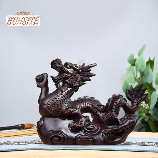 Дракон Орнамент Деревянная статуя дракона китайского зодиака, декор богатства и удачи