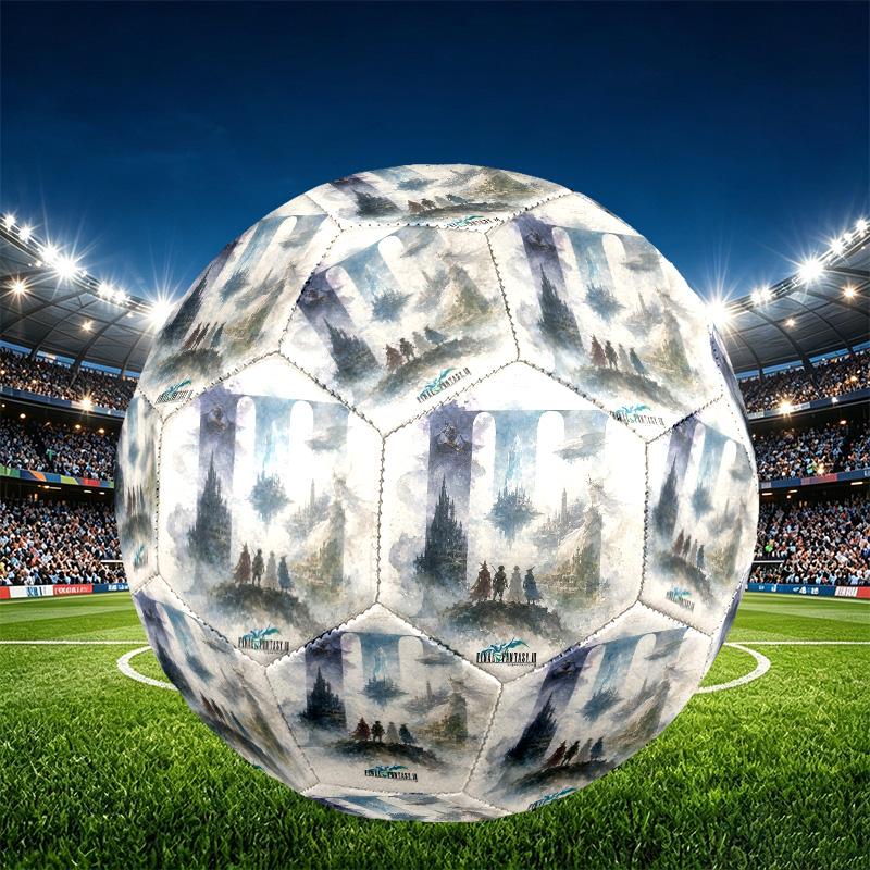 Final Fantasy Print Size 5 Soccer Ball, PU Wear Resistant Football for Match Training and Daily Practice, Birthday Gift for Soccer Fans