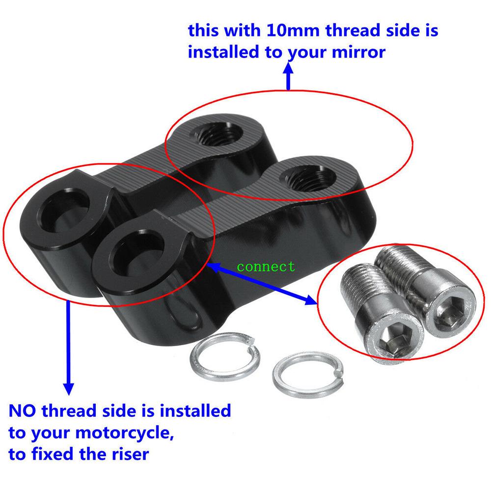 2x 10MM M10 Мотоциклетный удлинитель для зеркала заднего вида, адаптер, черный